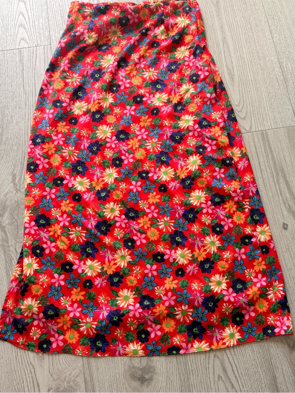 Red Floral Maxi Skirt - Women's Summer Wrap Style - Picture 9 of 13